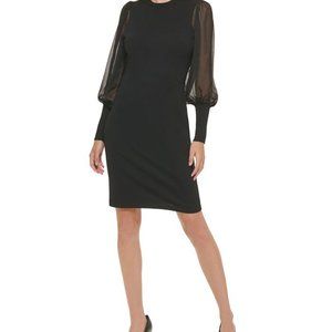 Calvin Klein Sweater Dress w/Chiffon Sleeves